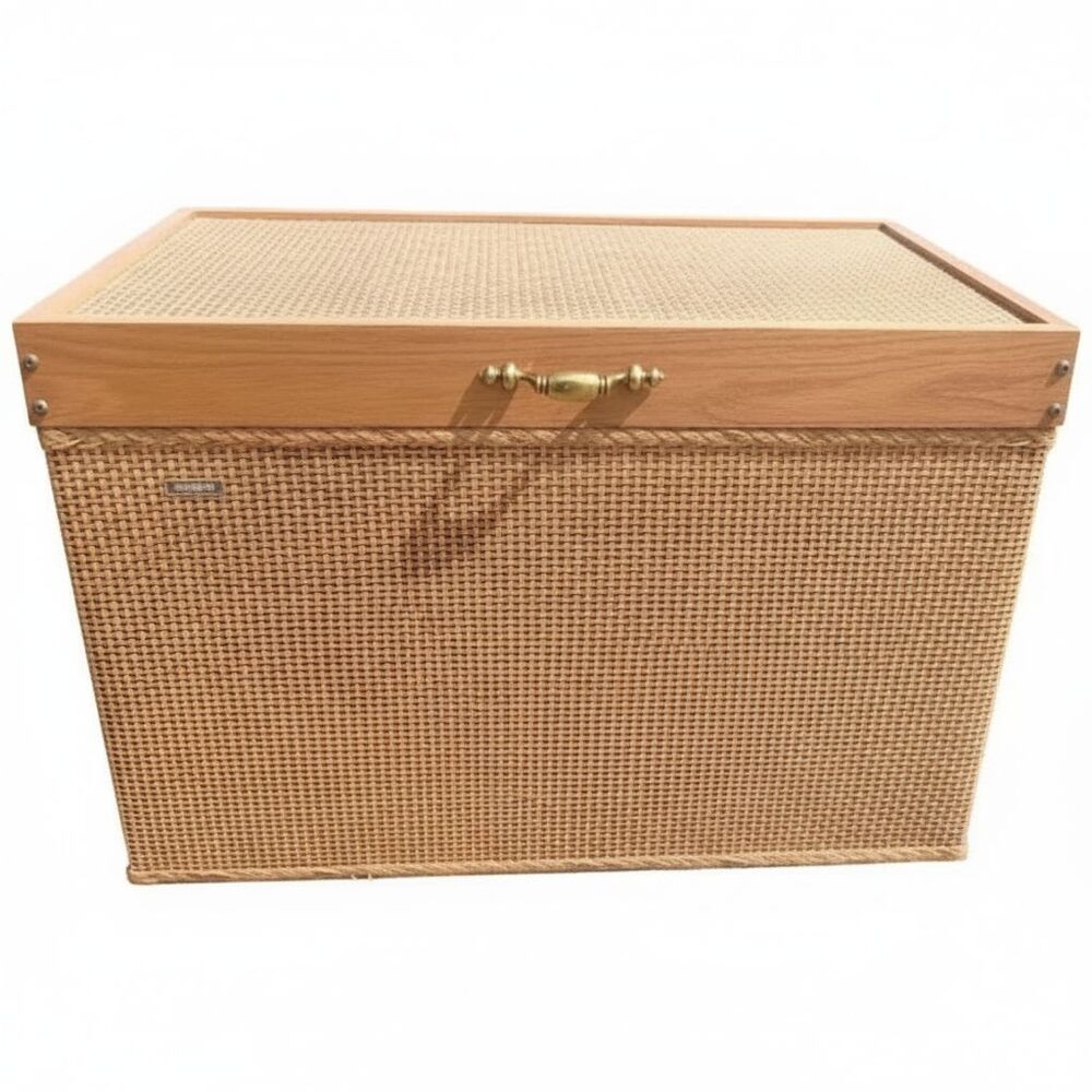 Vintage MCM 1960s REDMON Woven Wicker Storage Blanket Trunk Chest